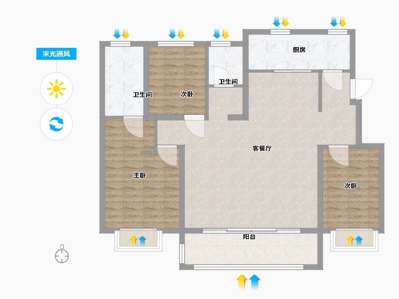 江苏省-苏州市-琴臻雅苑-112.00-户型库-采光通风