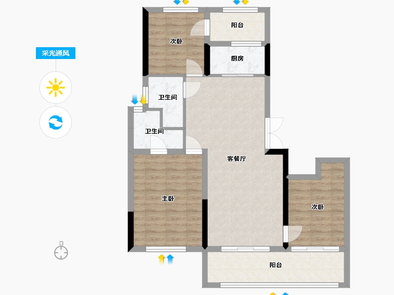 河南省-郑州市-保亿豫景晨园-84.01-户型库-采光通风