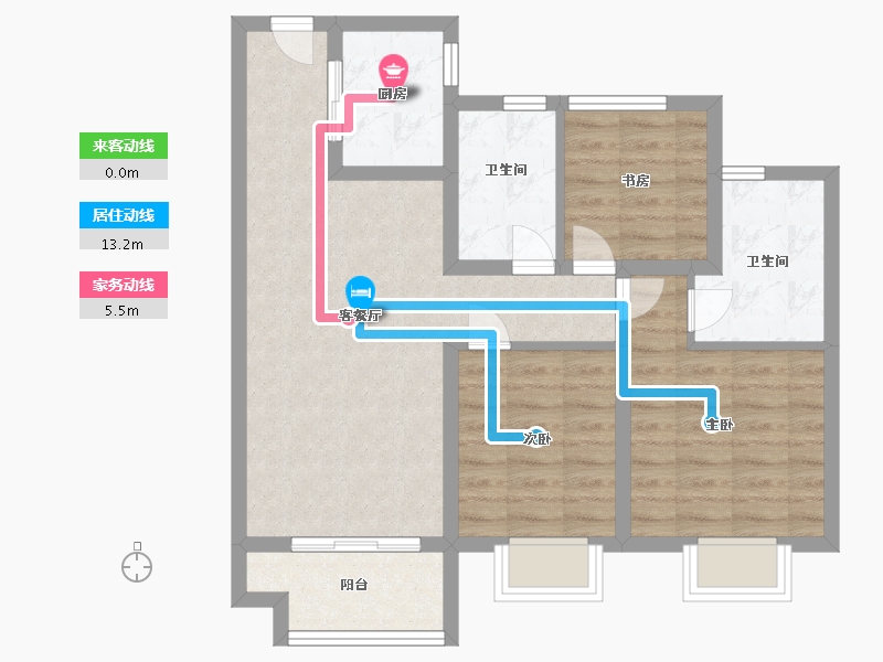 浙江省-宁波市-龙宸璟庭-74.06-户型库-动静线