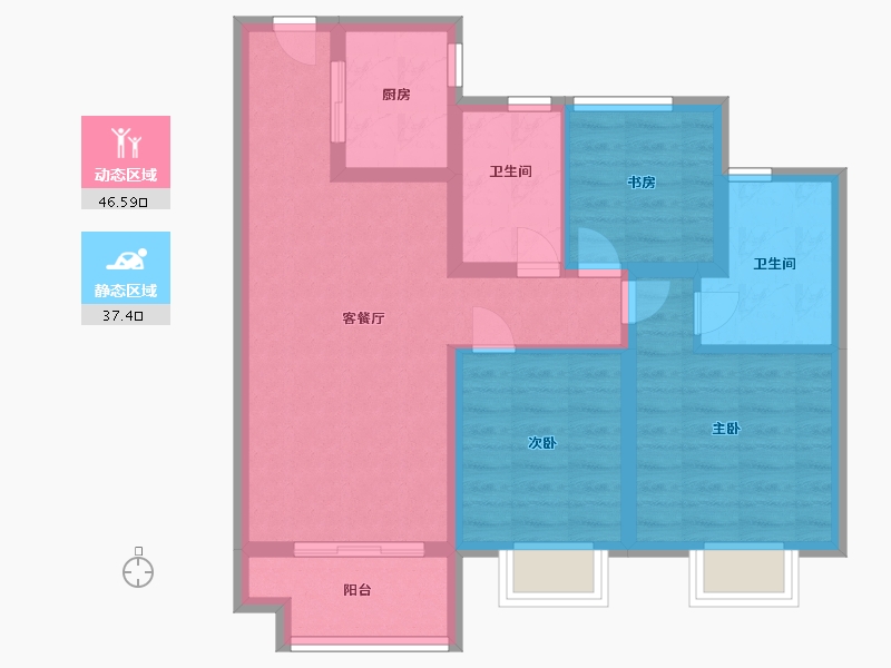 浙江省-宁波市-龙宸璟庭-74.06-户型库-动静分区