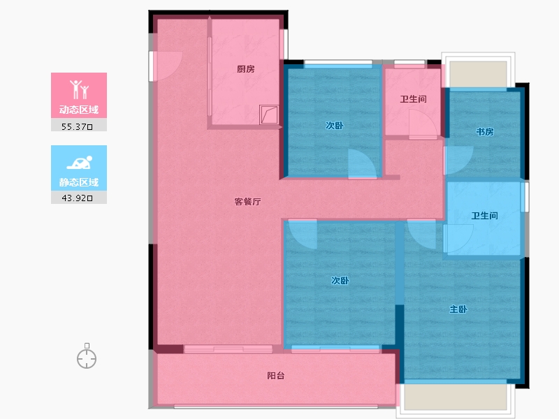 江苏省-南京市-山和九著府-89.60-户型库-动静分区