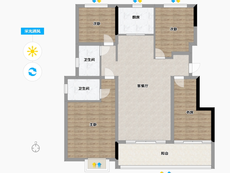 安徽省-安庆市-置地天玺-114.00-户型库-采光通风