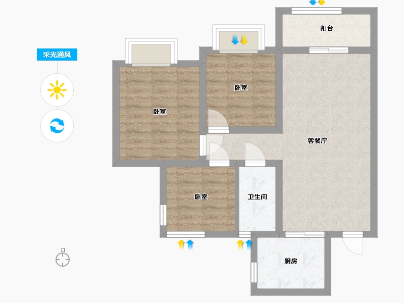 四川省-内江市-万晟城-68.35-户型库-采光通风