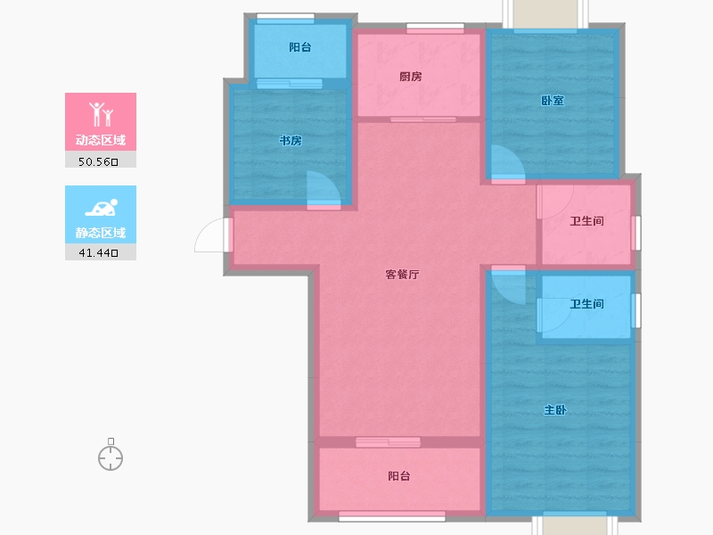 湖北省-荆州市-欧亚达悦城-89.68-户型库-动静分区