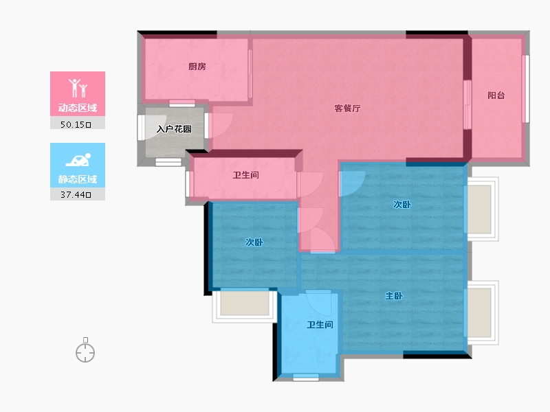 广东省-中山市-中盈壹英里-81.60-户型库-动静分区