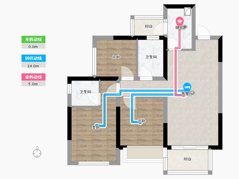 四川省-宜宾市-静安公馆-69.60-户型库-动静线