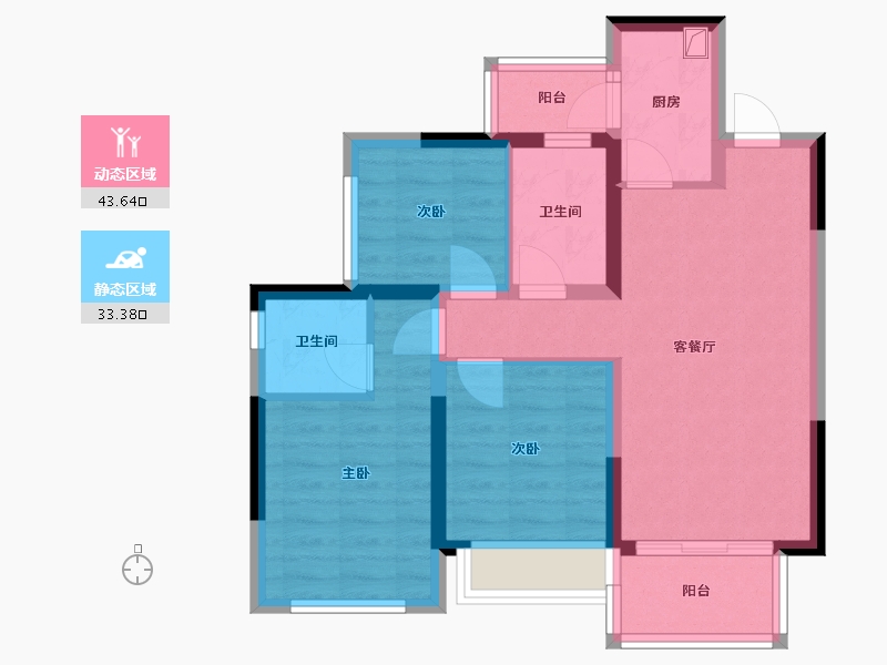 四川省-宜宾市-静安公馆-69.60-户型库-动静分区