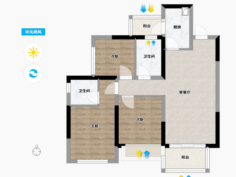 四川省-宜宾市-静安公馆-69.60-户型库-采光通风