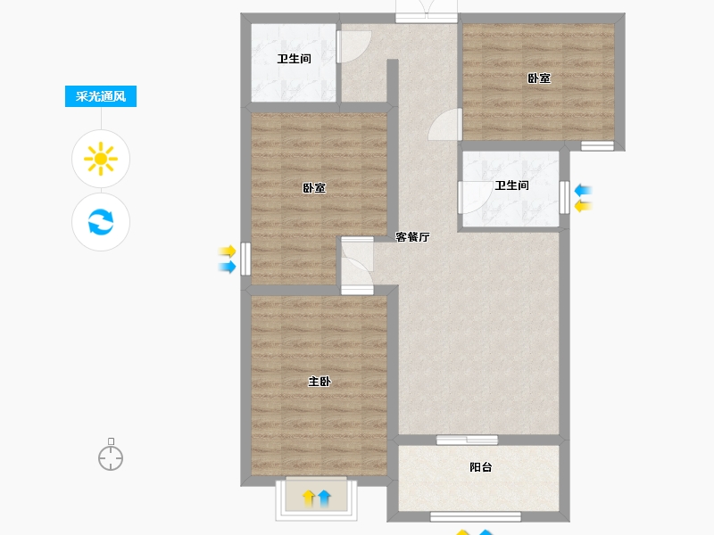 河北省-邯郸市-锦尚龙城-84.00-户型库-采光通风