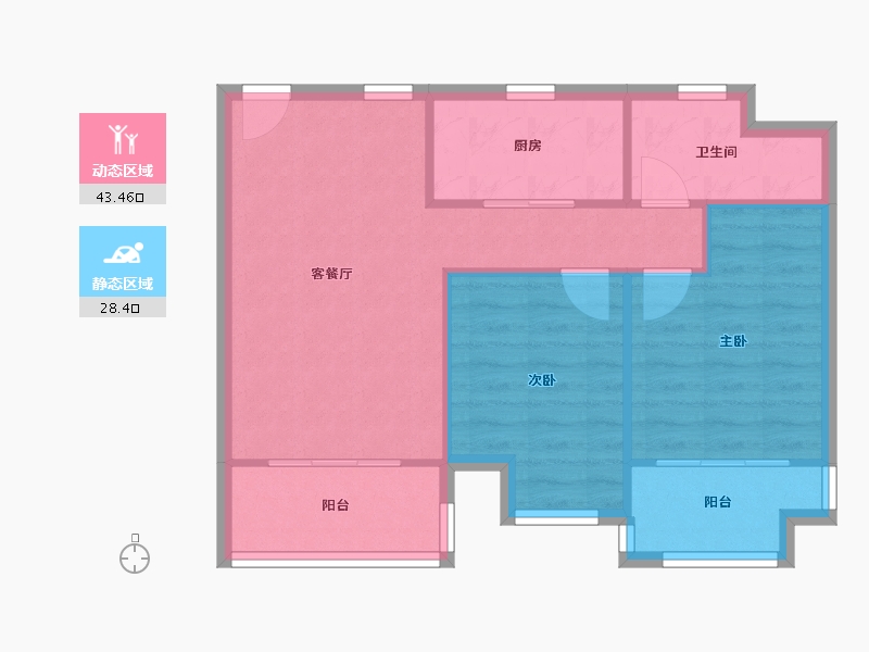 江苏省-苏州市-蔚蓝四季-64.80-户型库-动静分区