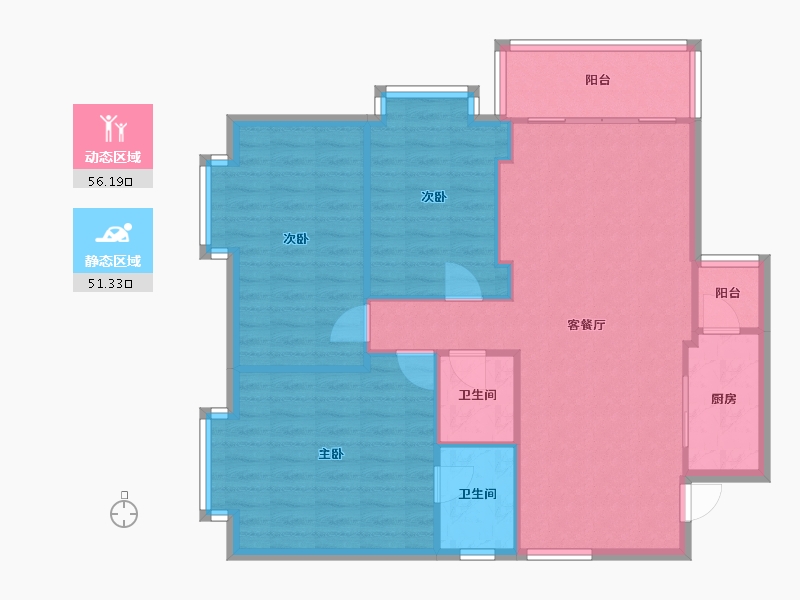 广东省-珠海市-中珠豪庭-86.40-户型库-动静分区