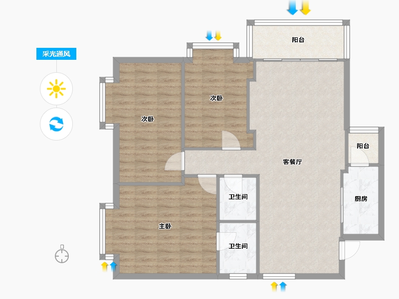 广东省-珠海市-中珠豪庭-86.40-户型库-采光通风