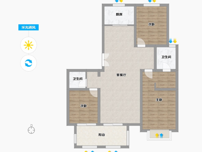 河北省-石家庄市-燕港美域-93.60-户型库-采光通风