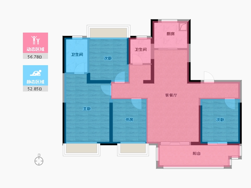 江苏省-扬州市-禹州江山赋-97.60-户型库-动静分区