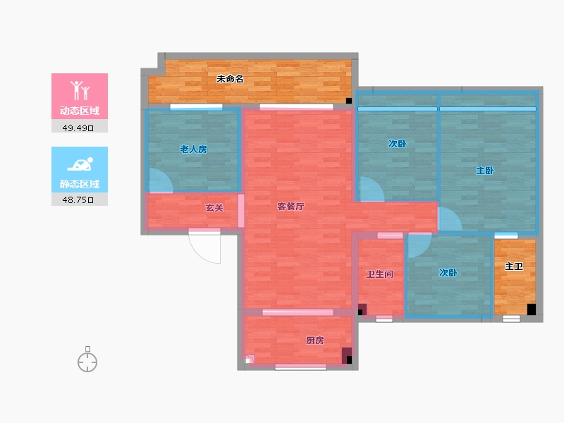 安徽省-滁州市-碧桂园九玺-102.53-户型库-动静分区