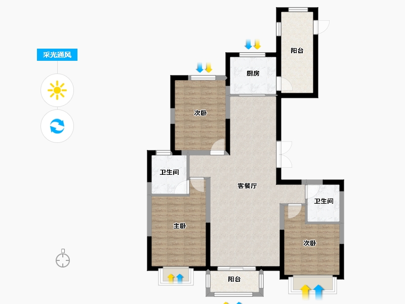 河北省-秦皇岛市-玉带湾-106.40-户型库-采光通风