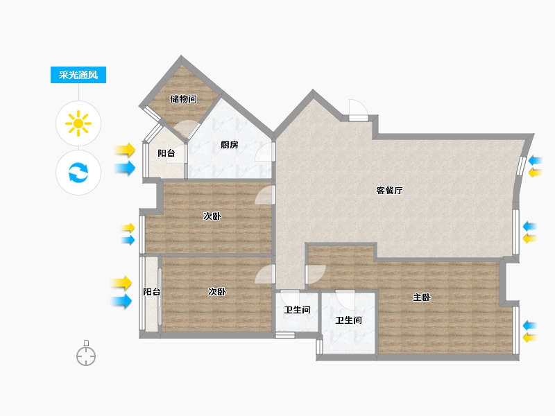 广东省-广州市-东山雅筑-123.52-户型库-采光通风