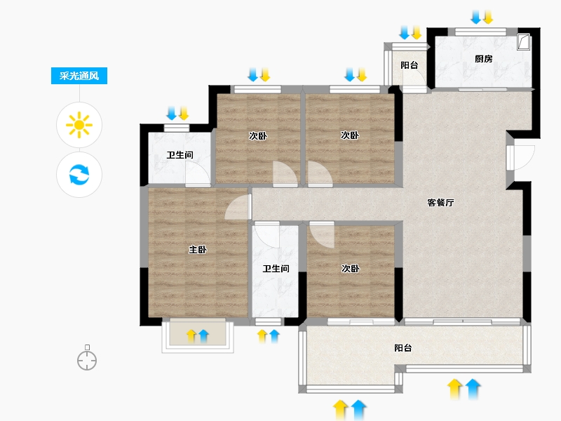 四川省-乐山市-和喜云璟-92.00-户型库-采光通风