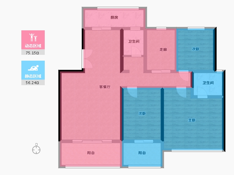 陕西省-西安市-中铁琉森水岸-108.80-户型库-动静分区