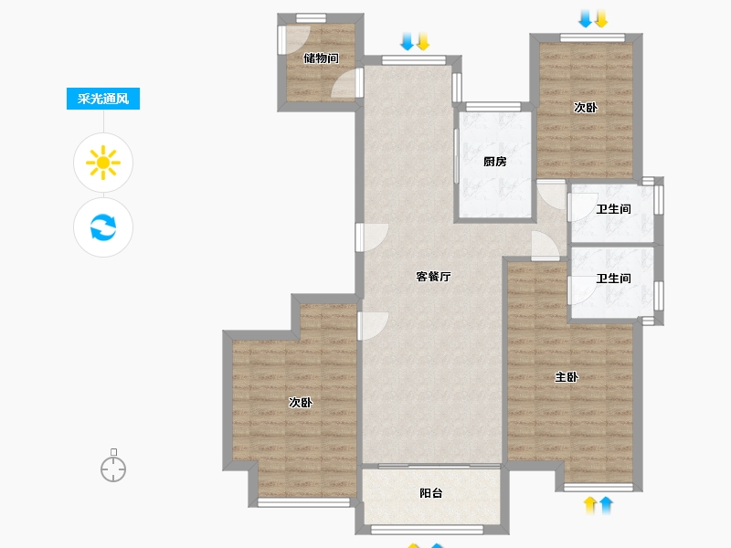 江苏省-苏州市-保利居上-114.00-户型库-采光通风