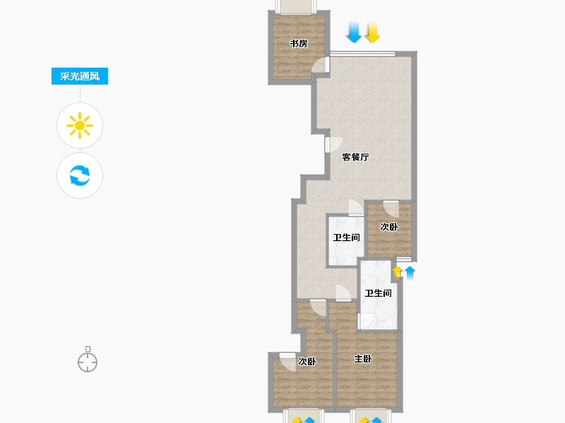 辽宁省-大连市-融创壹号院-108.00-户型库-采光通风