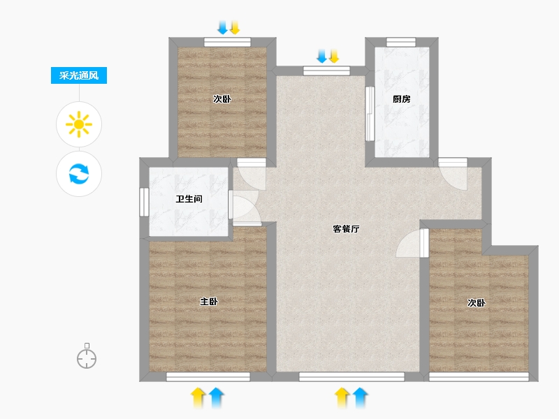 内蒙古自治区-赤峰市-御湖郡-82.40-户型库-采光通风