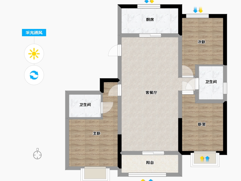 陕西省-榆林市-流水馨城-99.00-户型库-采光通风