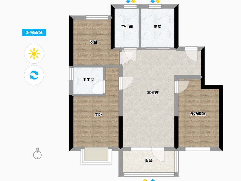 河北省-廊坊市-保利云上-83.44-户型库-采光通风