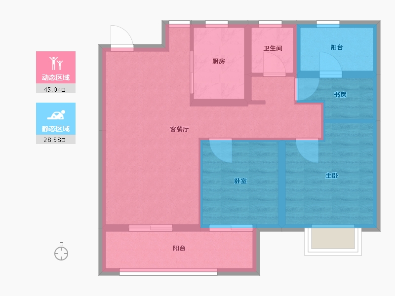 江苏省-常州市-嘉宏空港国际星光城-69.34-户型库-动静分区