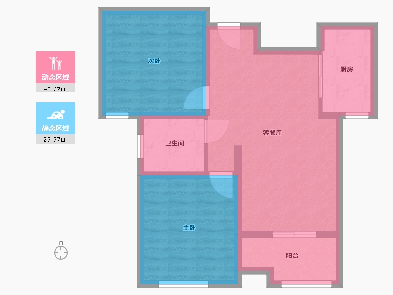 浙江省-杭州市-沁香公寓-70.40-户型库-动静分区