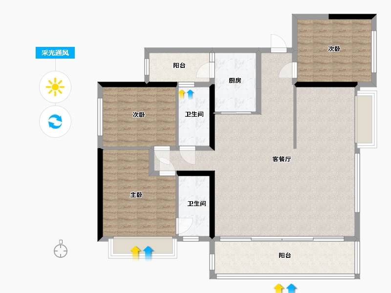 四川省-成都市-麓湖生态城-137.60-户型库-采光通风