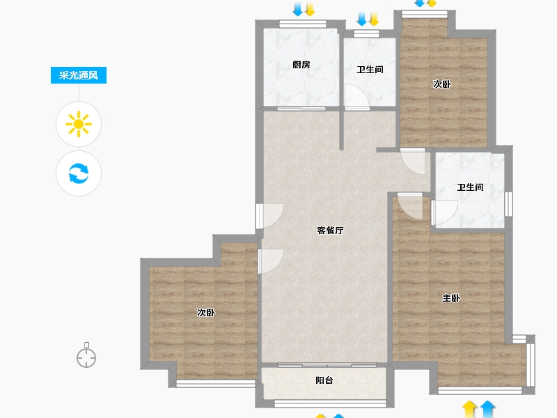 江苏省-苏州市-金香花苑-105.60-户型库-采光通风