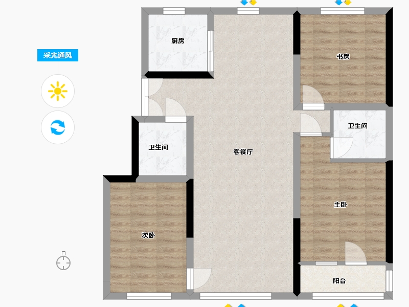 宁夏回族自治区-银川市-舜天润泽府-98.23-户型库-采光通风