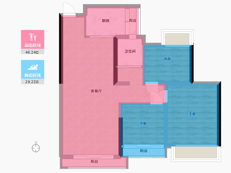 贵州省-六盘水市-盘州湾田盛世-73.60-户型库-动静分区