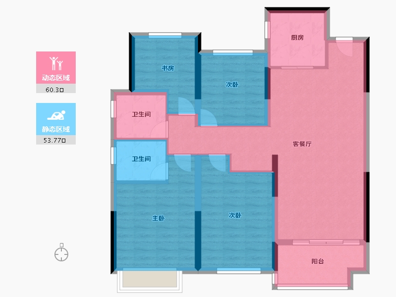 安徽省-阜阳市-高速时代公馆-102.40-户型库-动静分区