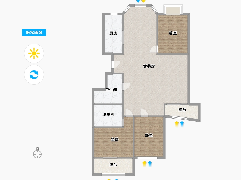 河北省-廊坊市-阿尔卡迪亚-130.00-户型库-采光通风