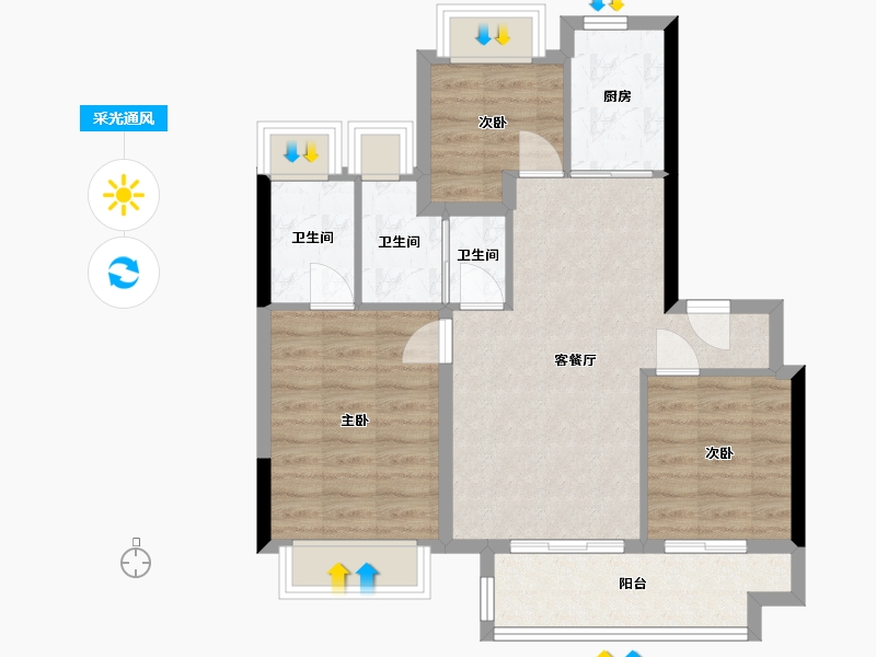 湖北省-武汉市-花山印象-82.50-户型库-采光通风