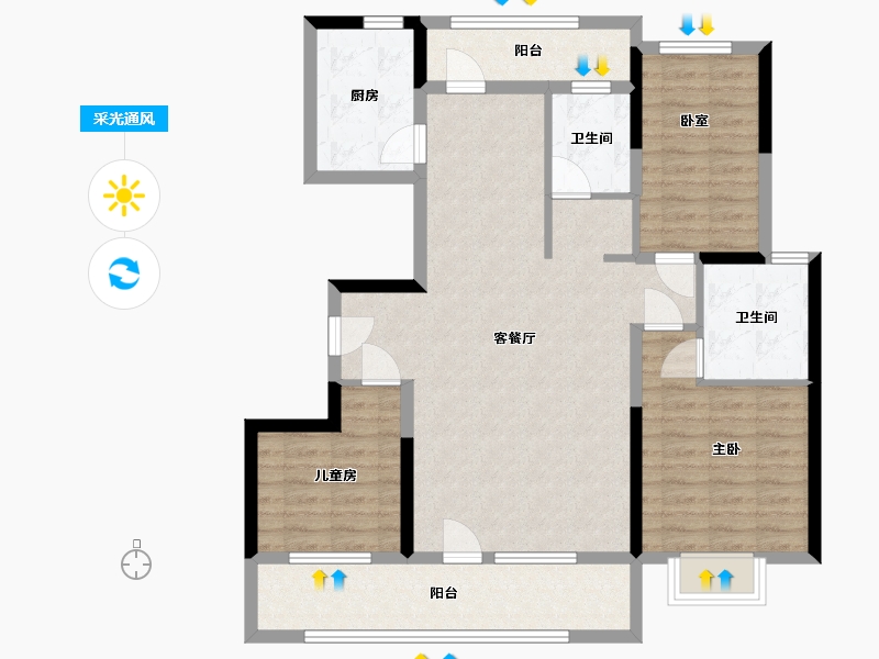 山东省-烟台市-领秀城-100.53-户型库-采光通风