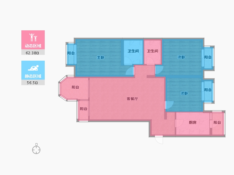 北京-北京市-珠江罗马嘉园西区-114.00-户型库-动静分区