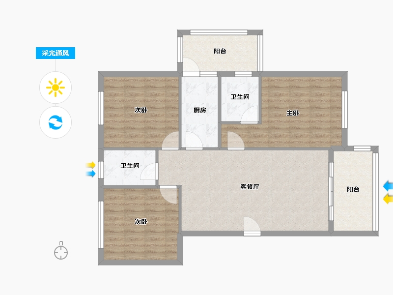 广东省-江门市-德富楼-106.00-户型库-采光通风