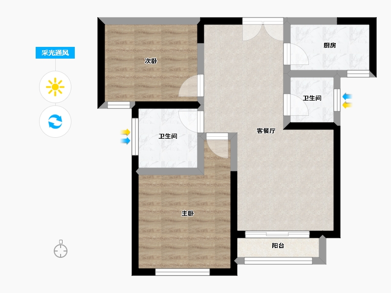 河南省-郑州市-秀水湾-72.00-户型库-采光通风