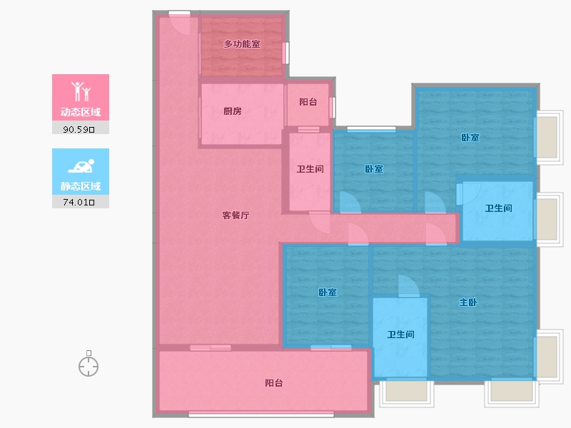 广东省-阳江市-丰泰公园里-135.20-户型库-动静分区