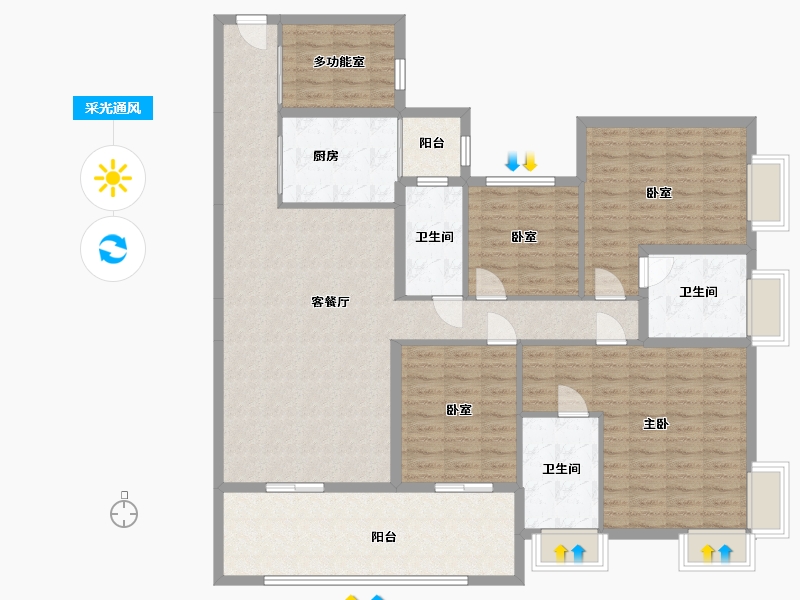 广东省-阳江市-丰泰公园里-135.20-户型库-采光通风