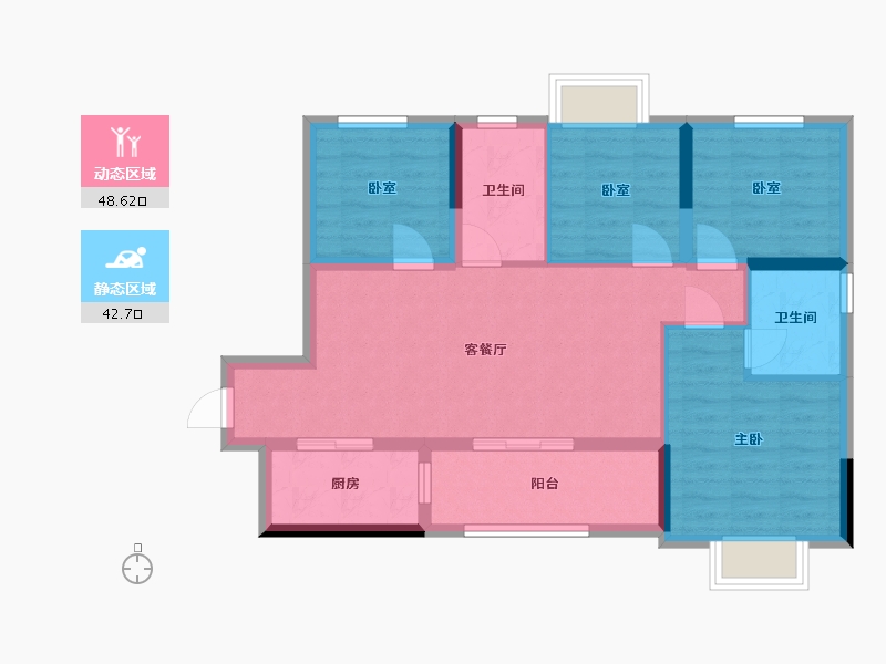 广东省-中山市-奥园香槟花园-90.19-户型库-动静分区