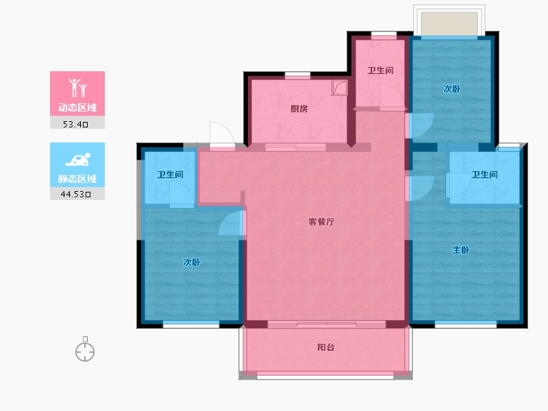 上海-上海市-临港天宸-93.66-户型库-动静分区