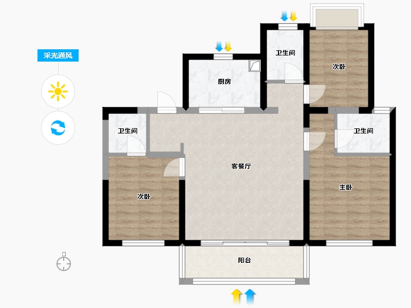 上海-上海市-临港天宸-93.66-户型库-采光通风