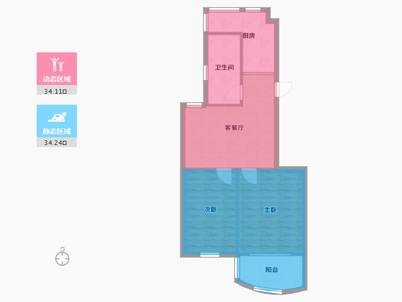 江苏省-南京市-马群街99号小区-53.36-户型库-动静分区