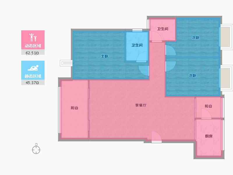 四川省-成都市-温哥华花园-90.91-户型库-动静分区