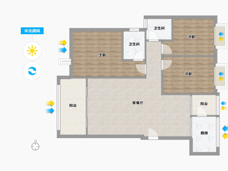 四川省-成都市-温哥华花园-90.91-户型库-采光通风