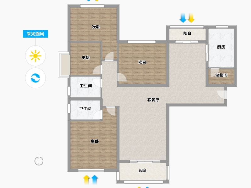 云南省-昆明市-白龙潭小区-140.00-户型库-采光通风